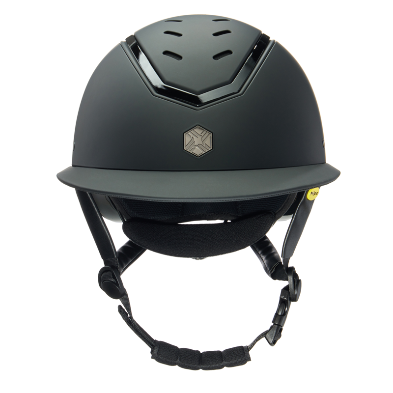 EQX by Charles Owen Kylo Wide Peak Riding Hat with MIPS - Black Matte/Black Gloss-1